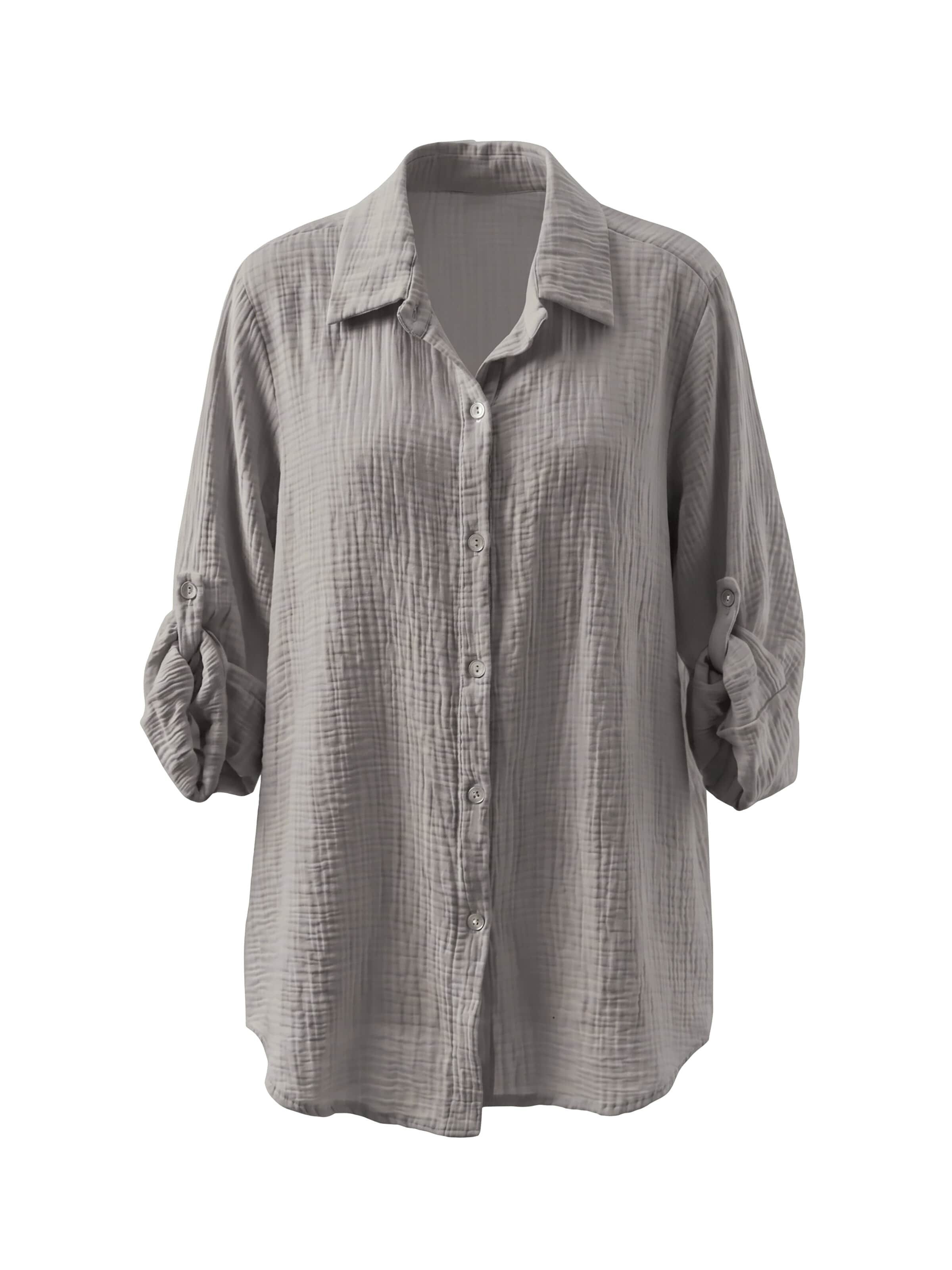 TorWeit Oversizeshirt 'Essential Cotton Shirt'‌‌‌‌ in Grau: Vorderseite