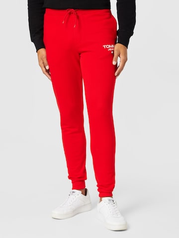 Tommy Jeans Zúžený Kalhoty – červená: přední strana