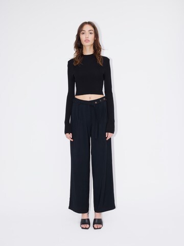 LeGer by Lena Gercke Wide leg Pleat-Front Pants 'Elektra' in Black