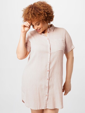 KAFFE CURVE Shirt Dress in Pink: front