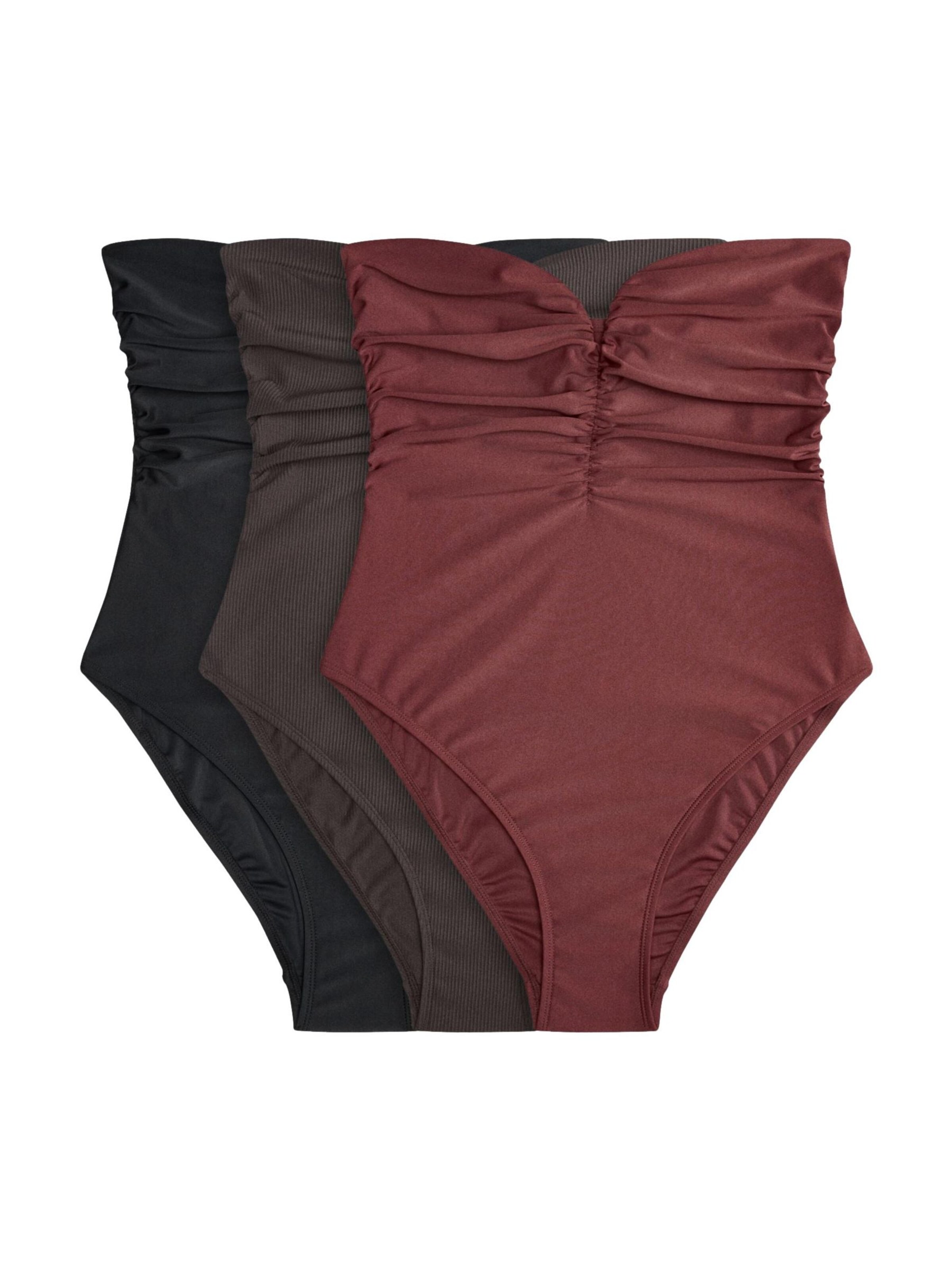 Costum de baie întreg The Set pe maro închis / roşu închis / negru, Vizualizare produs