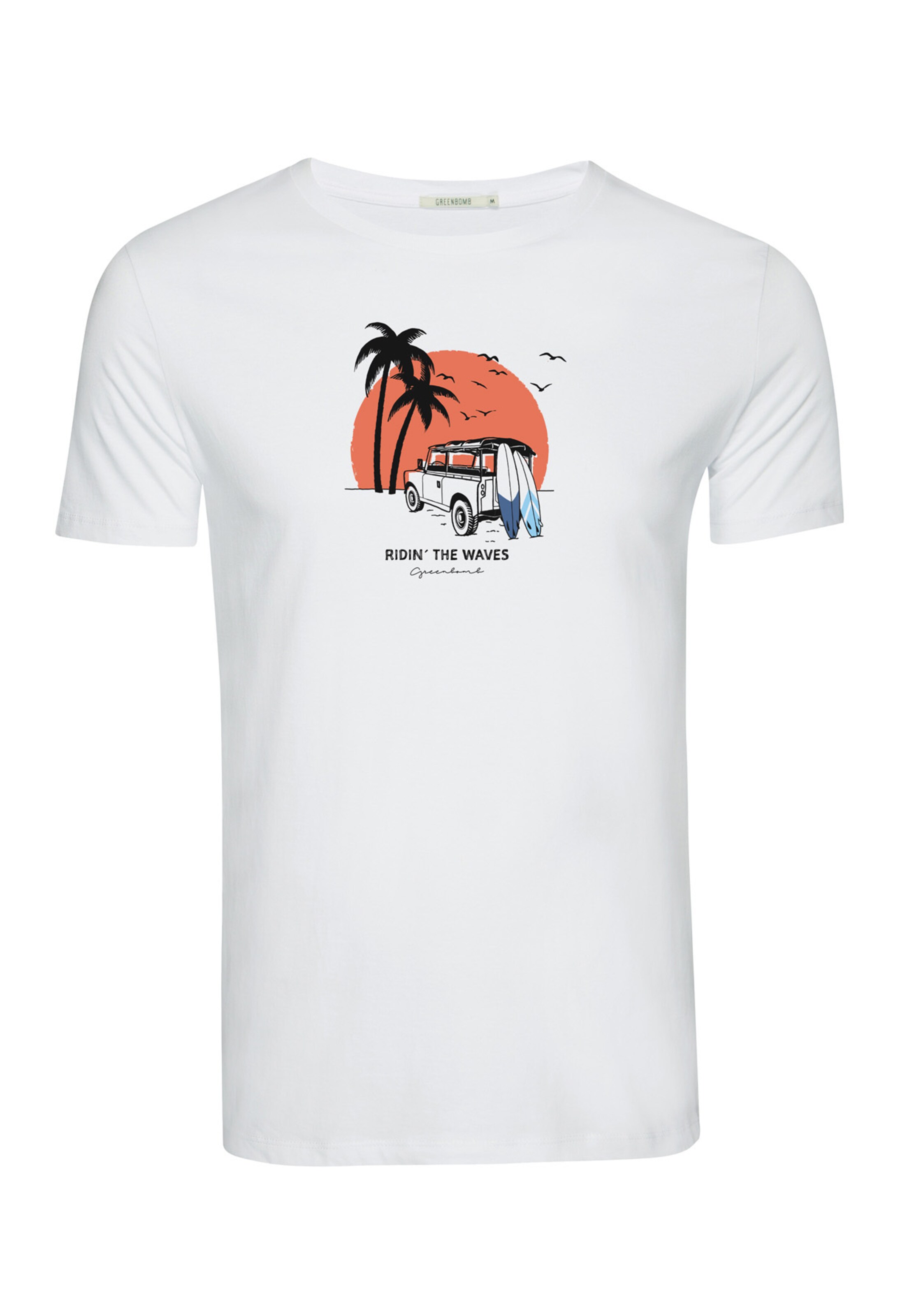 Maglietta 'Nature Car Surf' di GREENBOMB in bianco: frontale