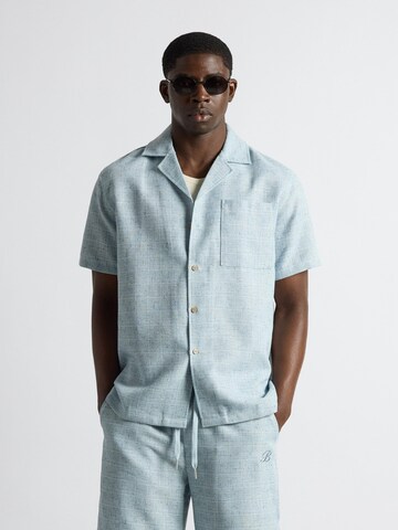 Burocs Comfort fit Button Up Shirt in Blue