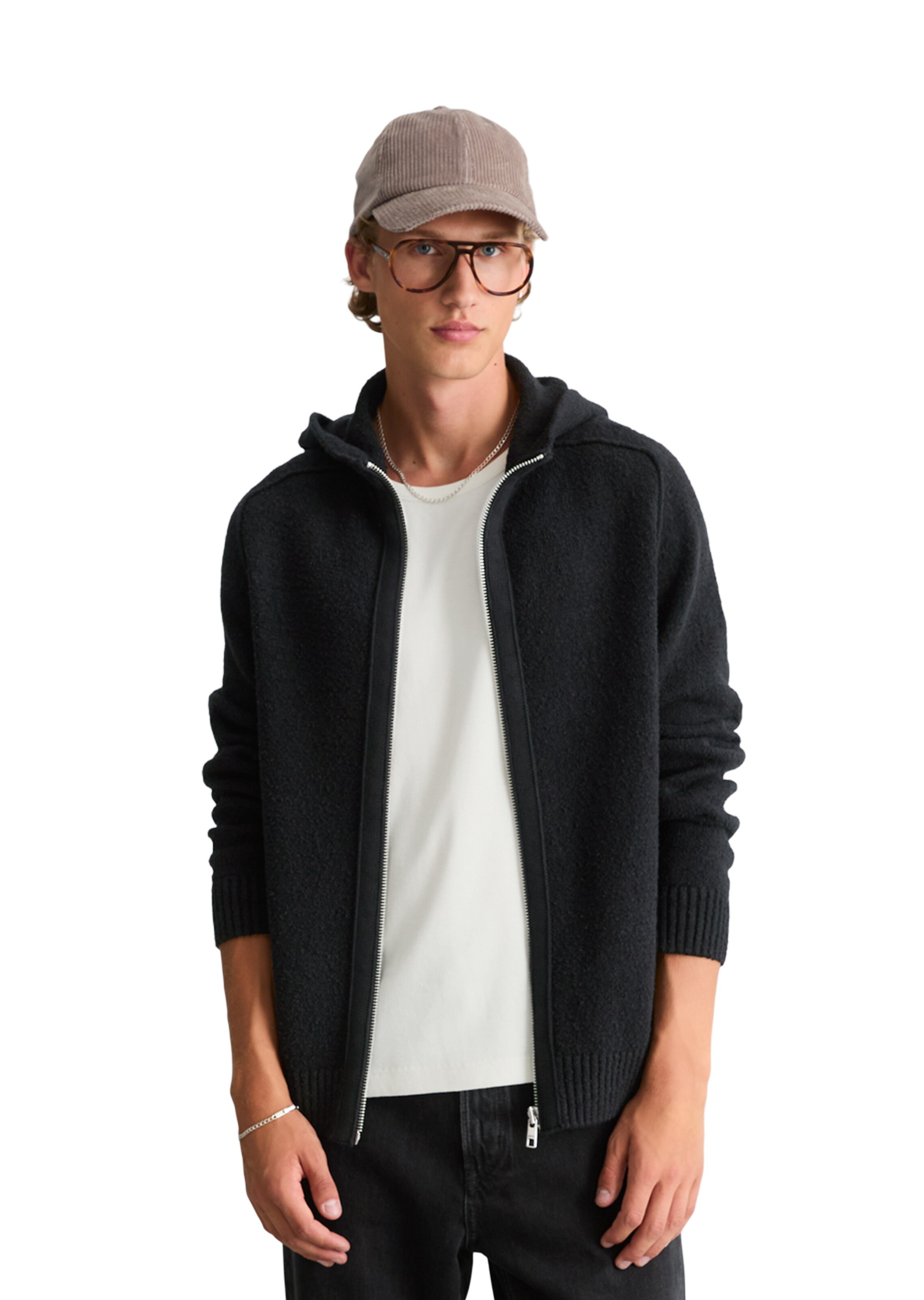 Marc O'Polo DENIM Strickjacke in Schwarz: Vorderseite