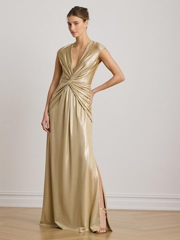 Robe de soirée Lauren Ralph Lauren en beige : devant