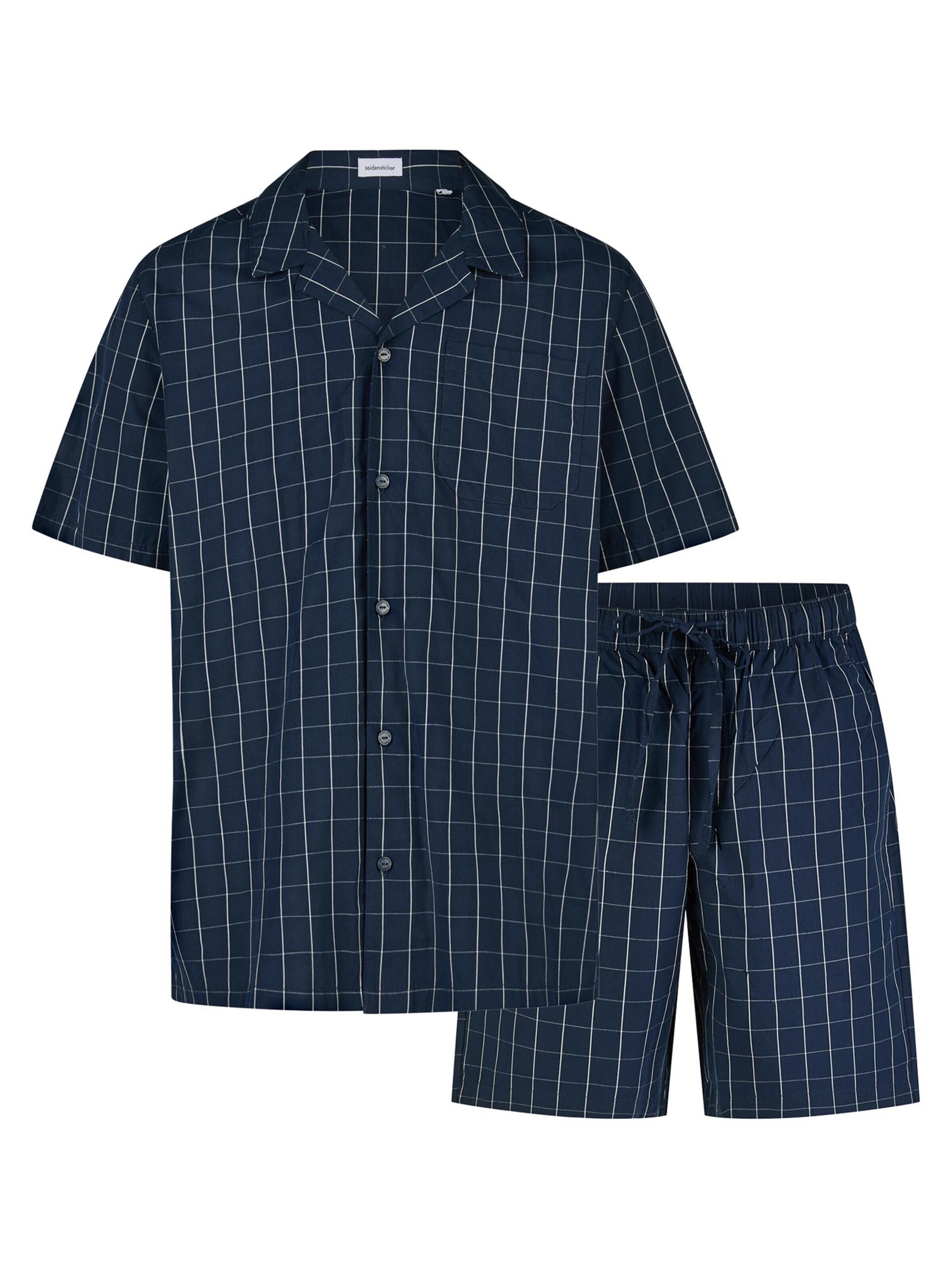 SEIDENSTICKER Pyjama kort 'Classic Web' in Blauw: voorkant