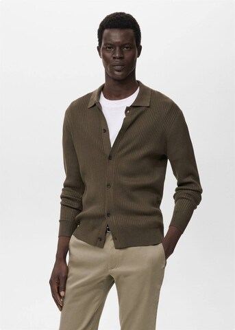 MANGO MAN Knit Cardigan 'London' in Green: front