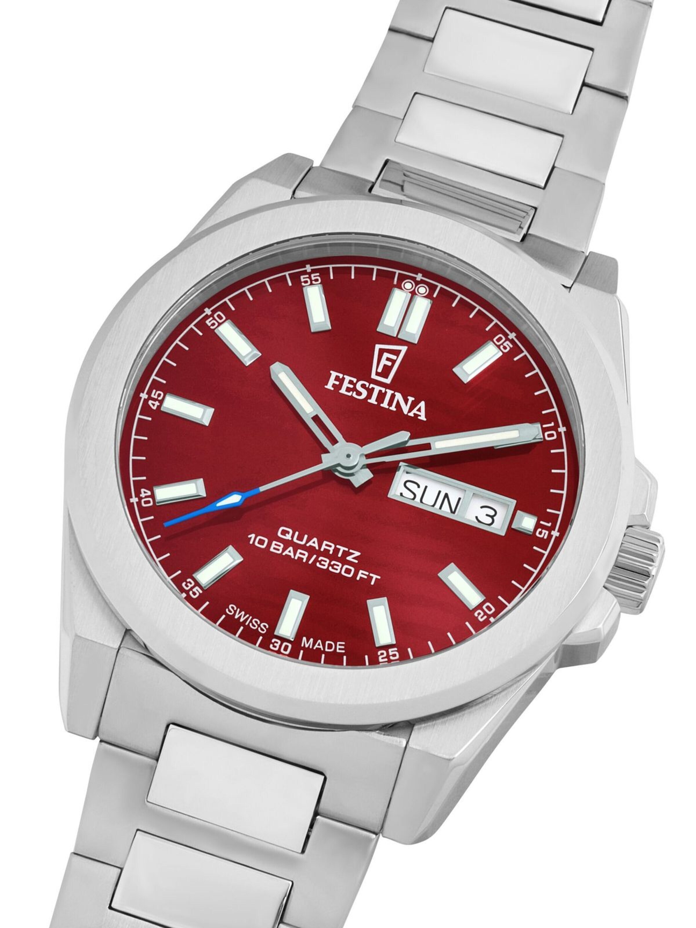 Montre à affichage analogique 'Date watch Classic Steel Swiss Made' FESTINA en rouge