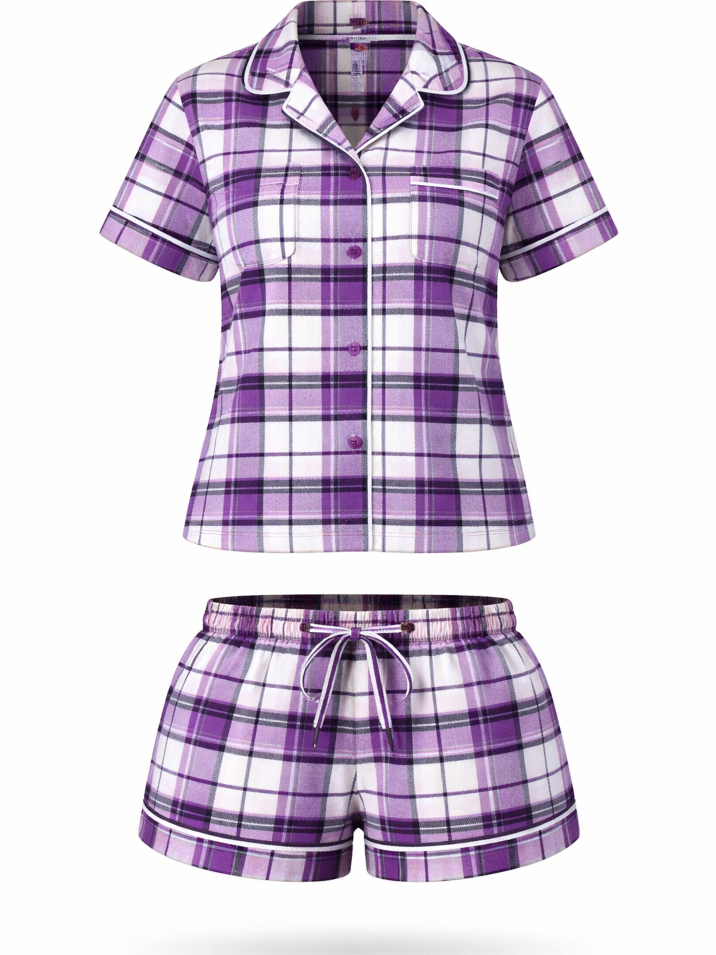 LEAFLETIC - Pijama de pantalón corto 'Leafletic Women’s Check Night Wear Short Set for Women' en lila: frente