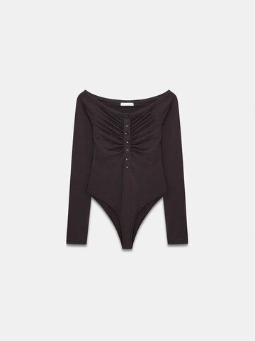 Dilvin Shirt Bodysuit in Brown: front