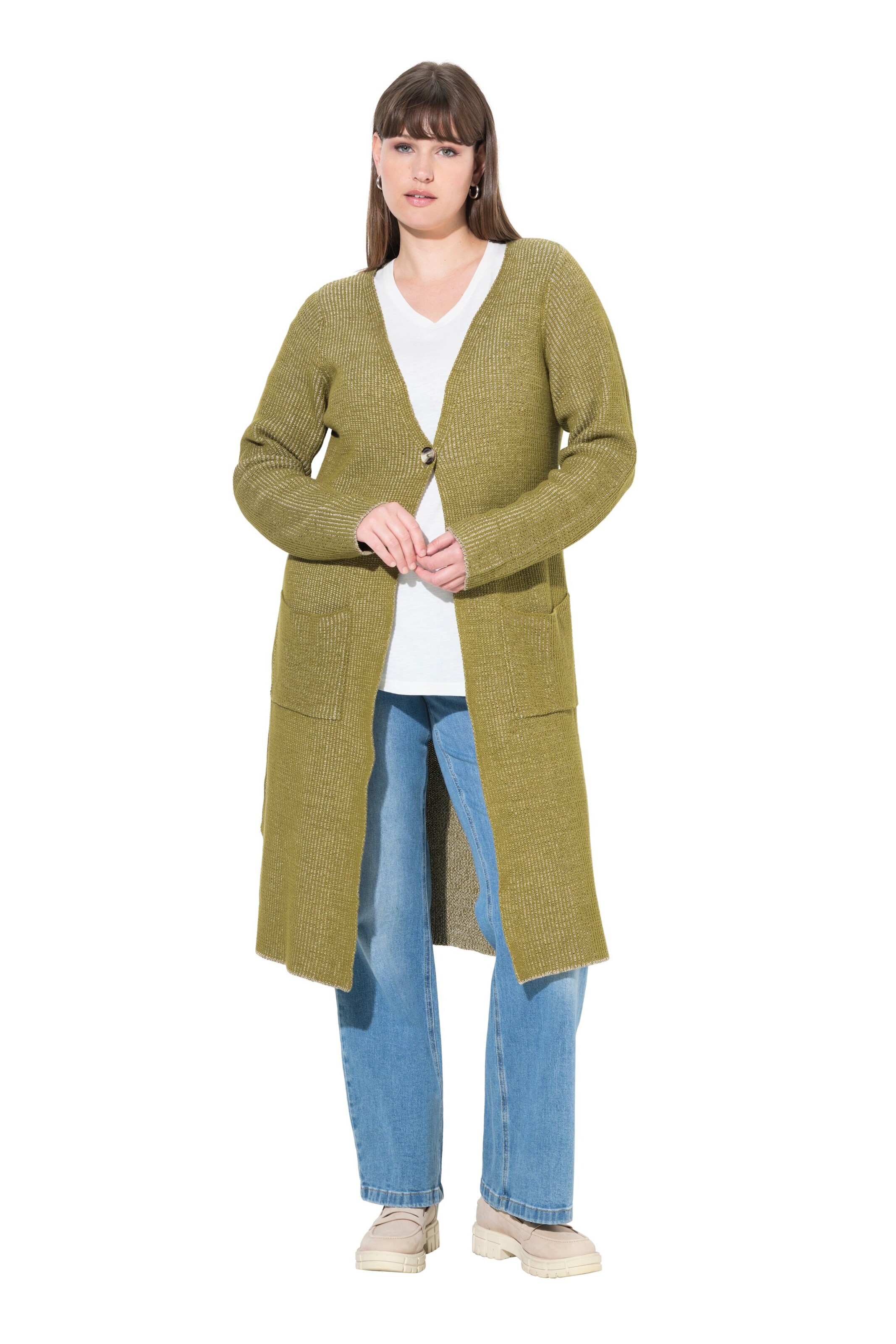 Ulla Popken Gebreid vest in Geel