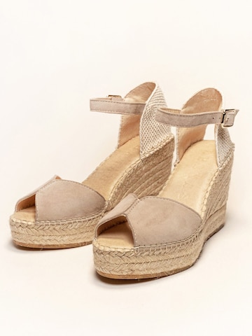 Alhamas - Sandalias con hebilla 'Alpargata Cuña 10 cm' en gris