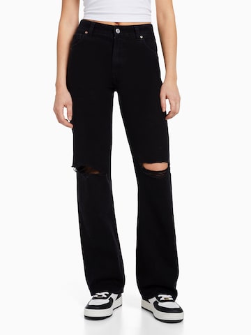 Bershka Wide Leg Jeans in Schwarz: predná strana