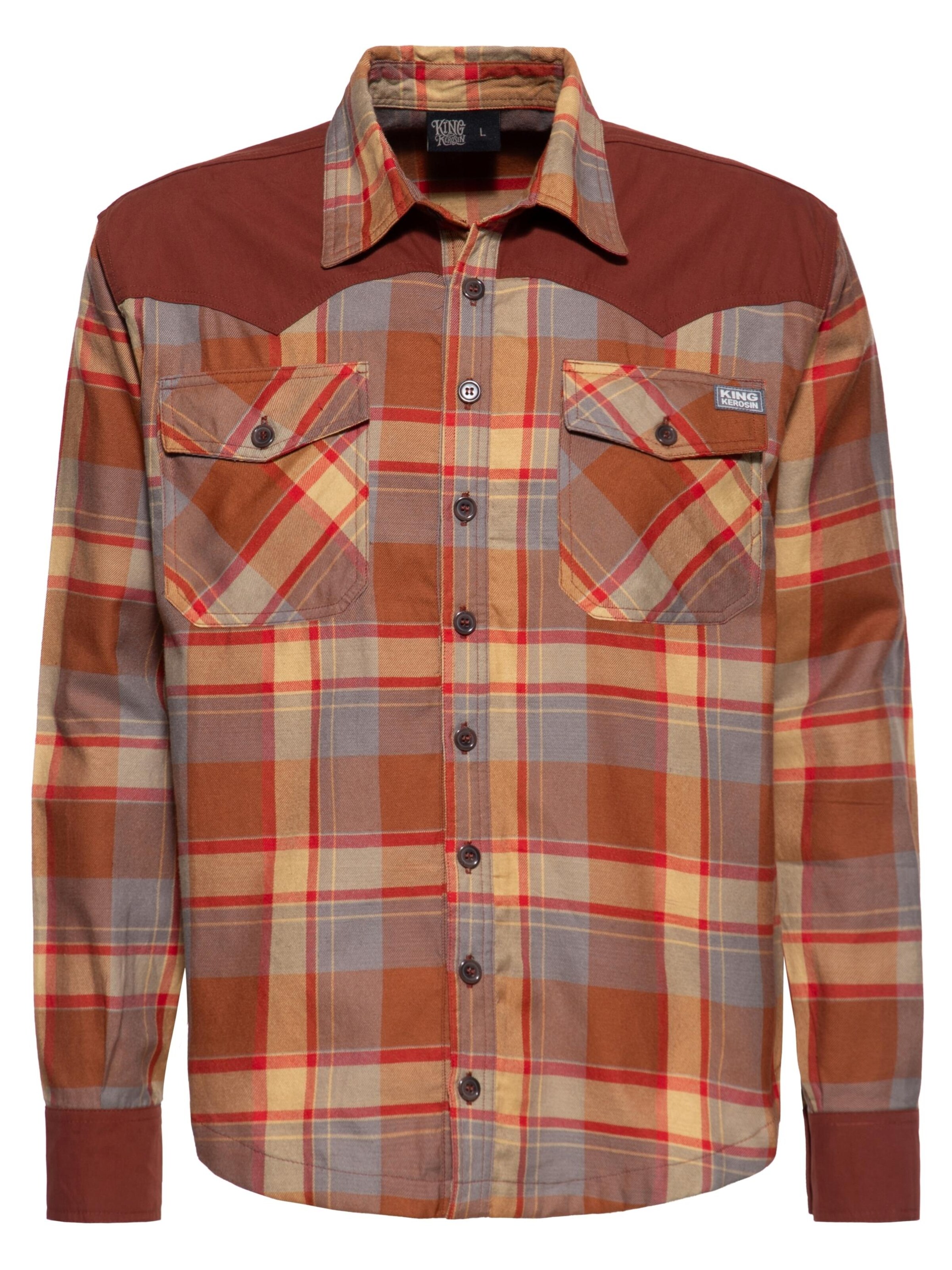 King Kerosin Button Up Shirt in Brown, Item view