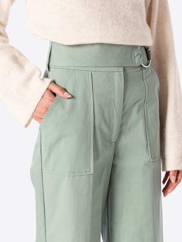 Warehouse Wide leg Trousers with creases in Green