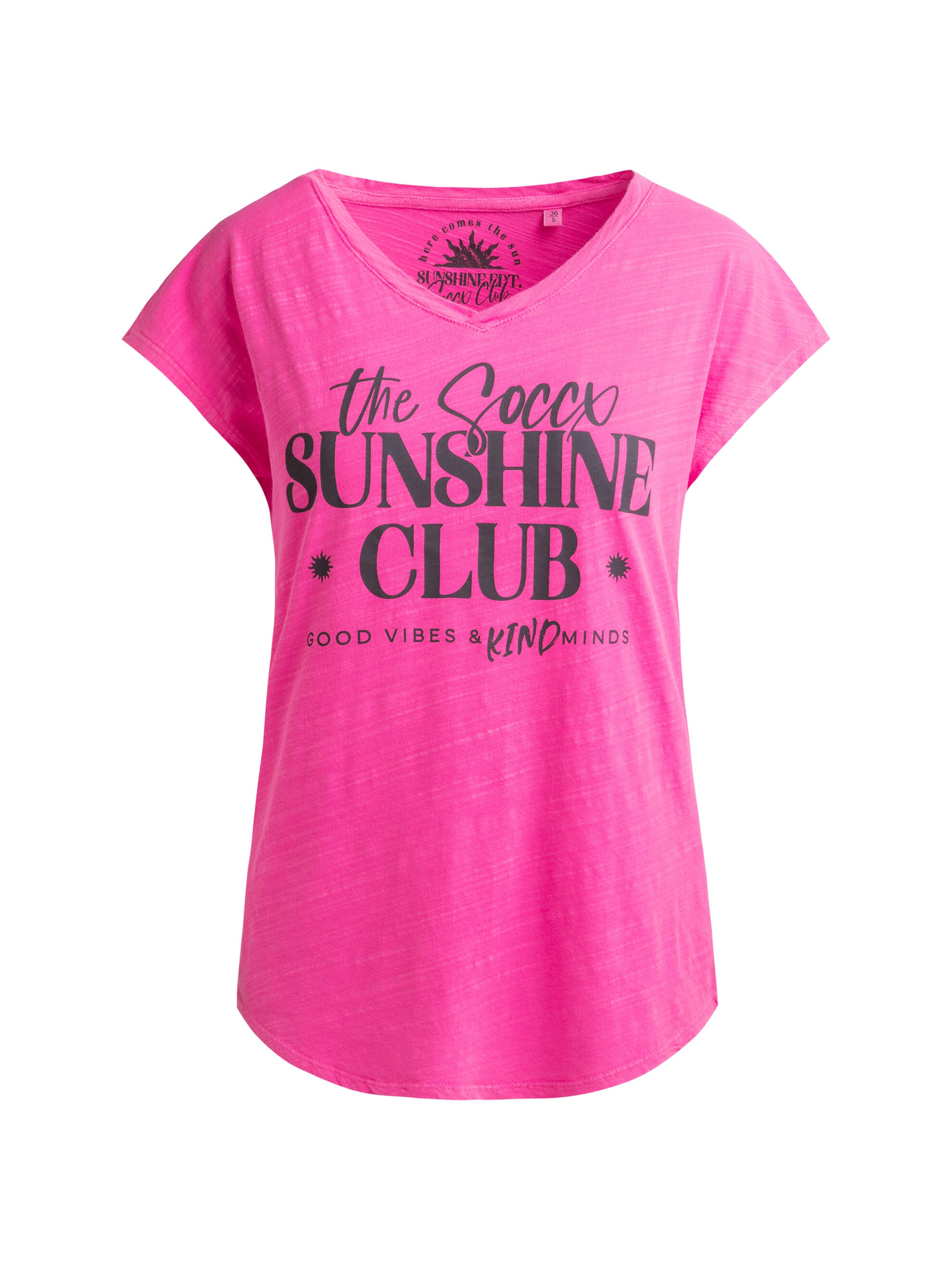 Soccx Ärmelloses Shirt mit V-Ausschnitt und Wording Print in Pink: Vorderseite