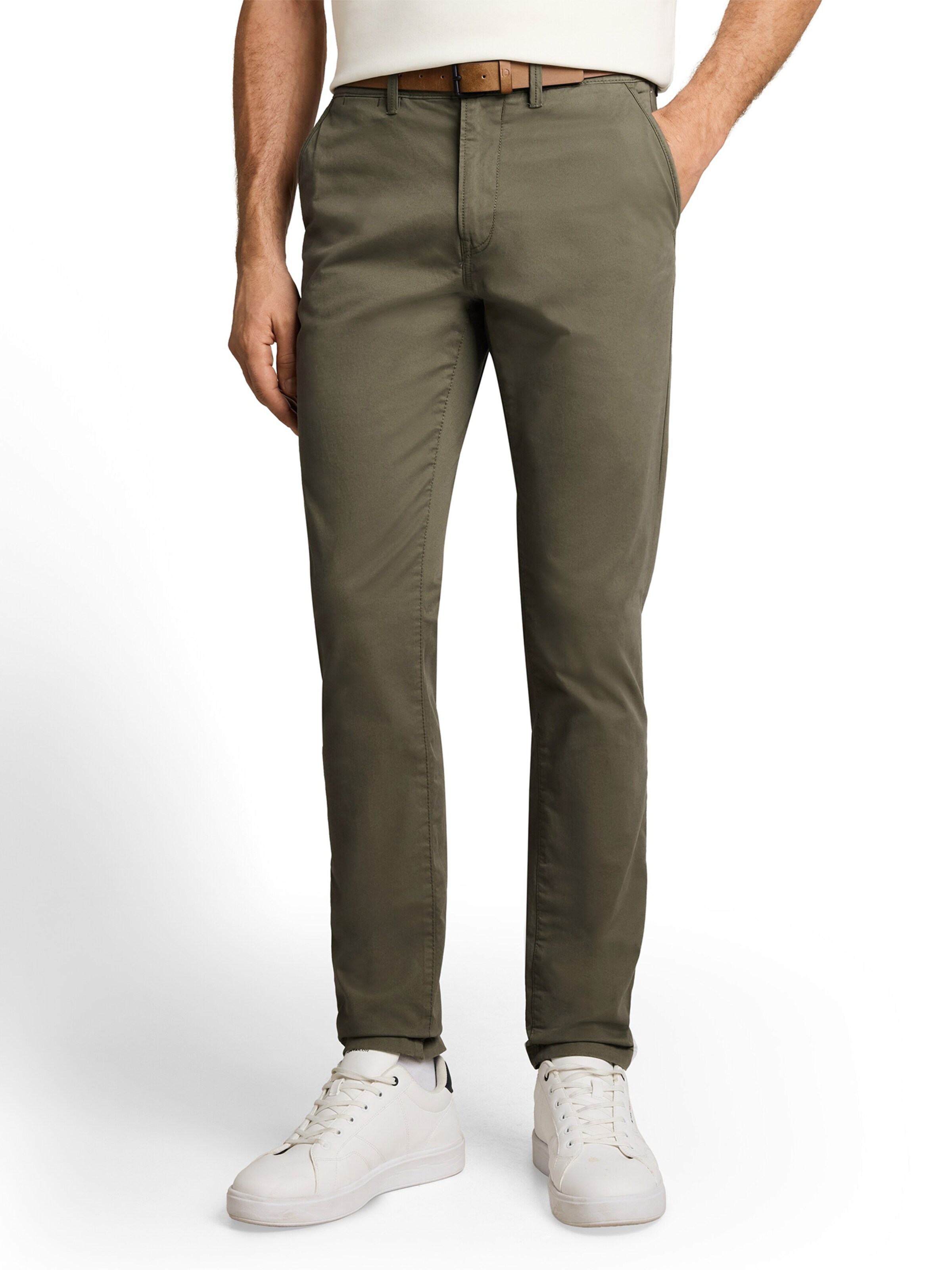 Slimfit Pantaloni chino di TOM TAILOR DENIM in verde: frontale