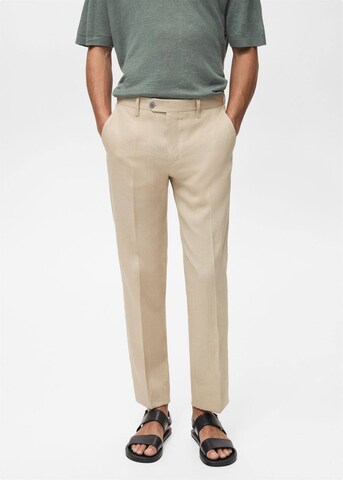 MANGO MAN Regular Pleated Pants 'Victor' in Brown: front