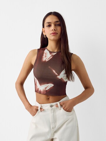 Bershka Top in Brown: front