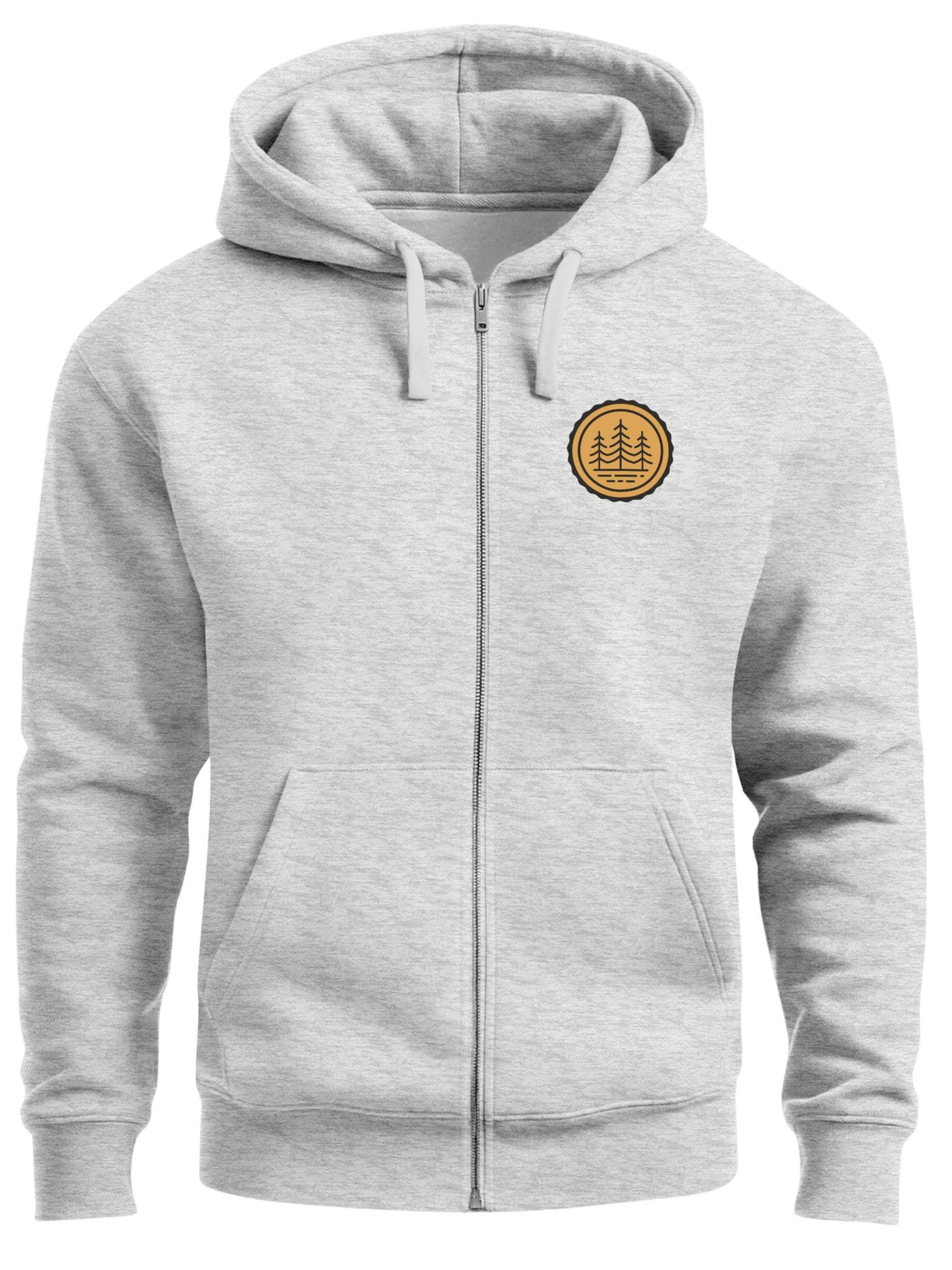 Neverless Sweatjacke 'Bäume Badge'‌‌‌‌‌‌‌‌ in Grau: Vorderseite