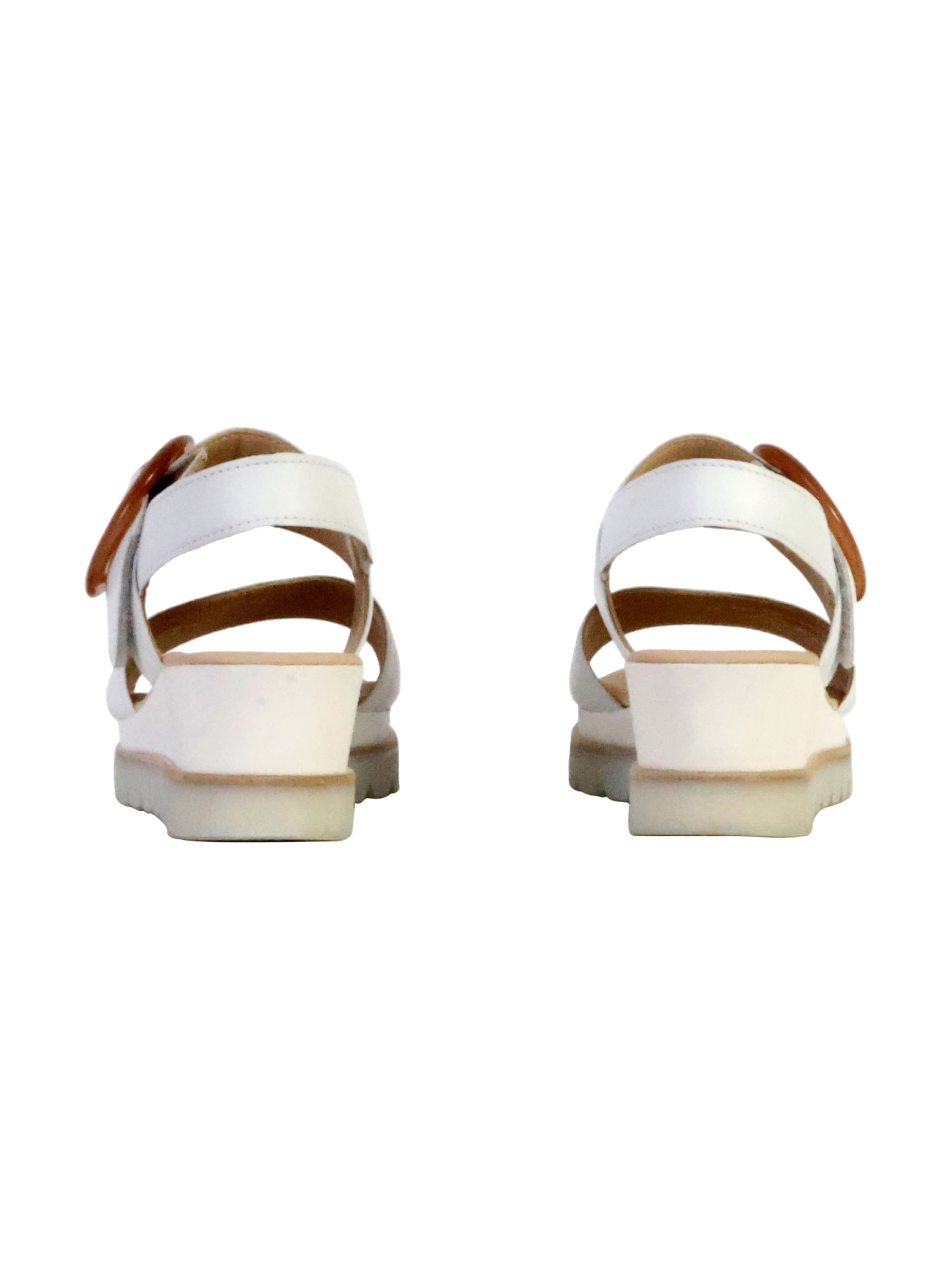 Sandales 'Sandalen mit Keilabsatz aus Satinleder in Metallic-Optik' GABOR en blanc