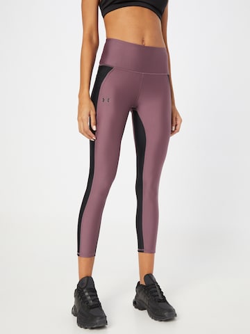 UNDER ARMOUR Skinny Workout Pants in Purple: front