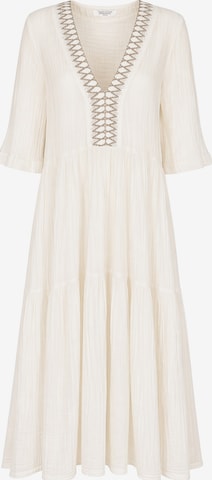 Haris Cotton Sukienka 'Maxi Dress in Textured Cotton with Laced Trim V Neck' w kolorze beżowy: przód