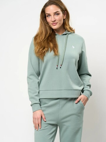 U.S. POLO ASSN. Sweatshirt 'Gold' in Groen: voorkant
