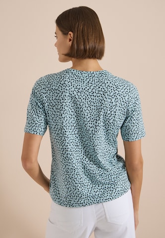 CECIL T-Shirt mit Split Neck und Print in Blau