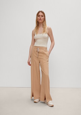 Wide Leg Pantalon comma casual identity en marron : devant