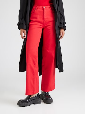 PULZ Jeans Loosefit Jeans in Rood: voorkant