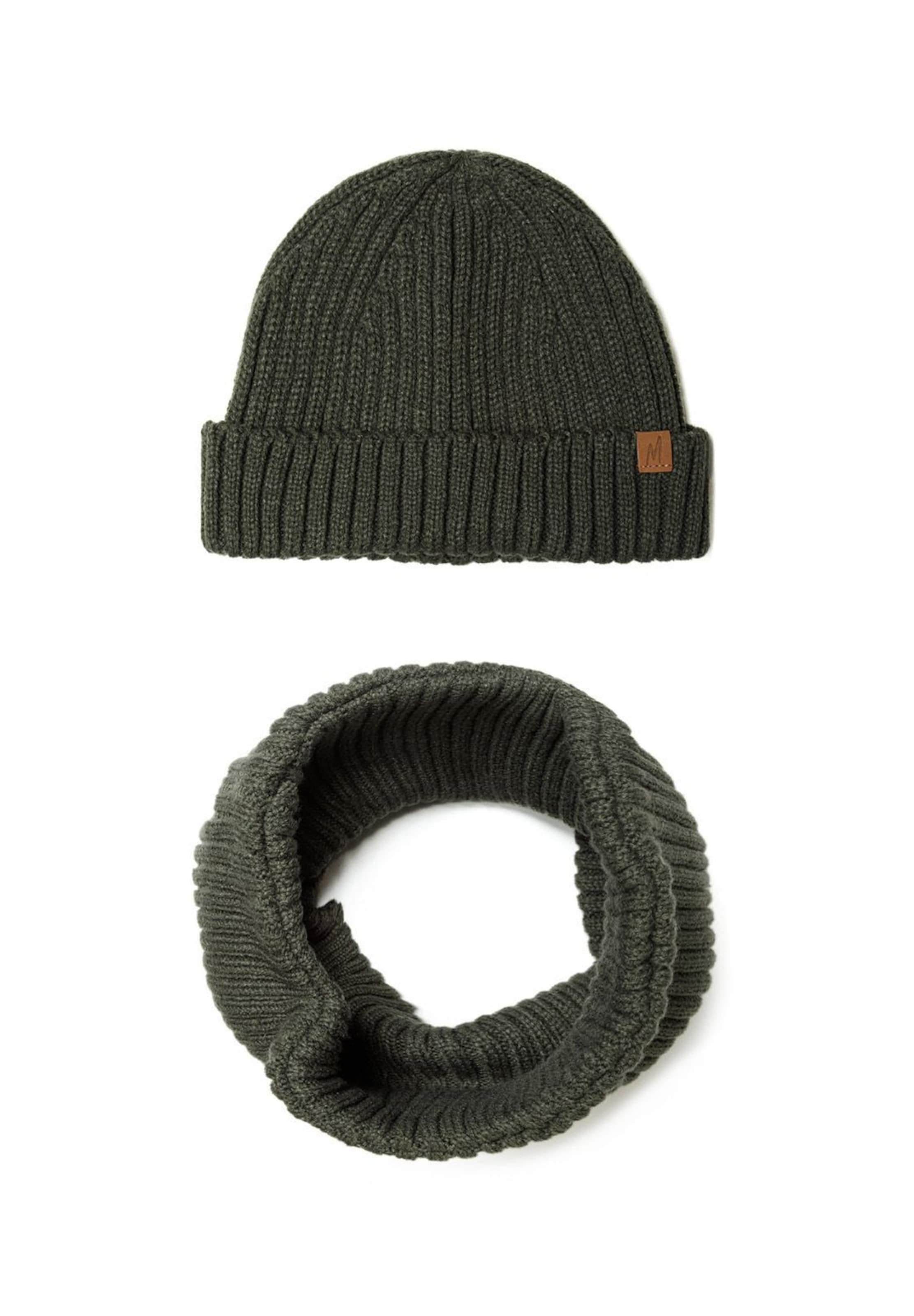 MINOTI Mütze und Schal Set in Grün: Vorderseite