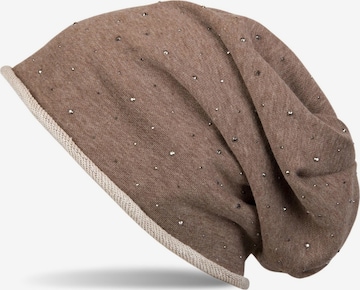 styleBREAKER Mütze 'Beanie mit Strass Nieten' in Braun: Vorderseite
