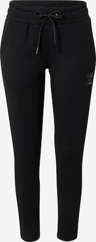 HummelSlimfit Sportske hlače - crna boja: prednji dio
