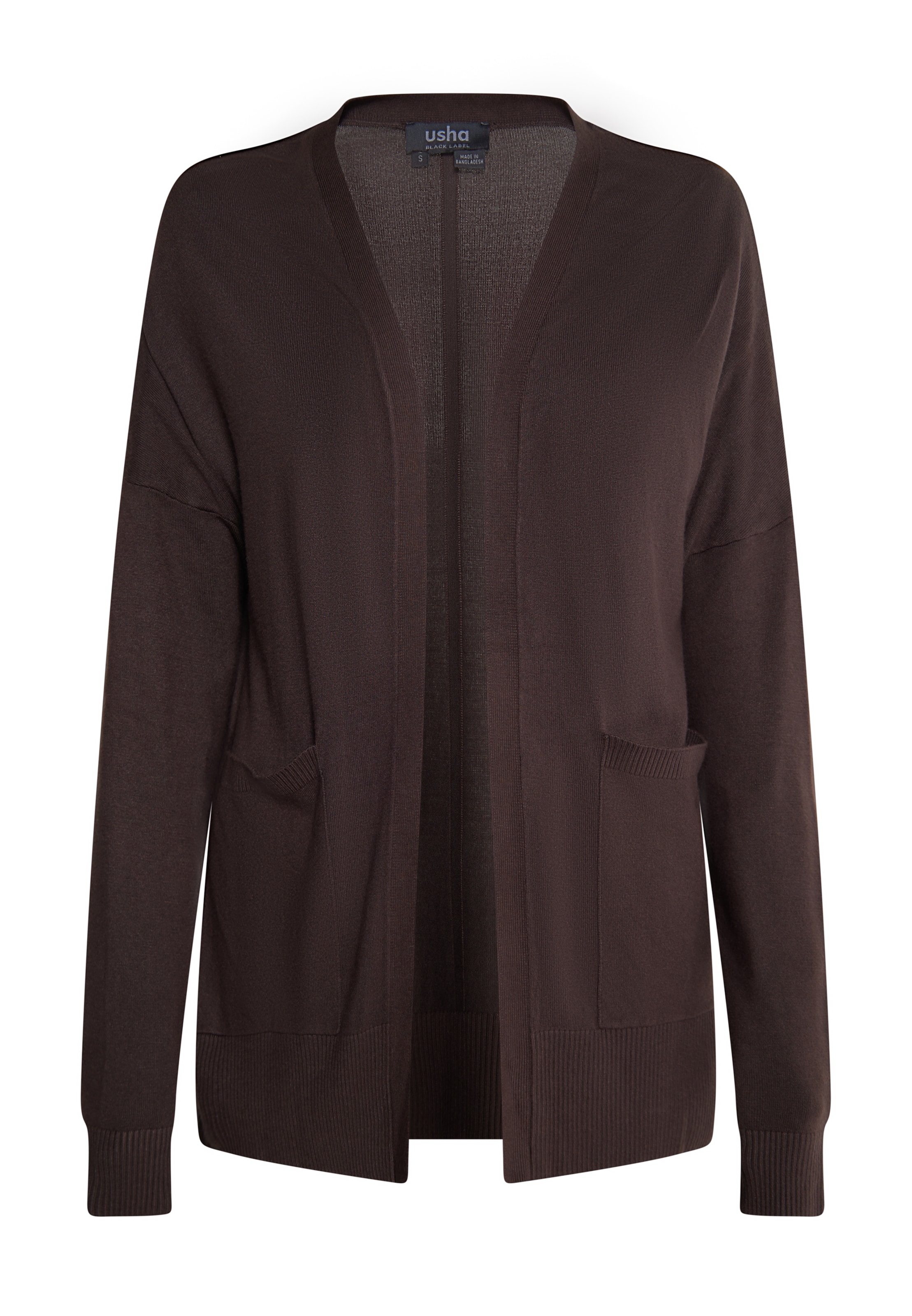 usha BLACK LABEL Gebreid vest 'Nowles' in Bruin: voorkant