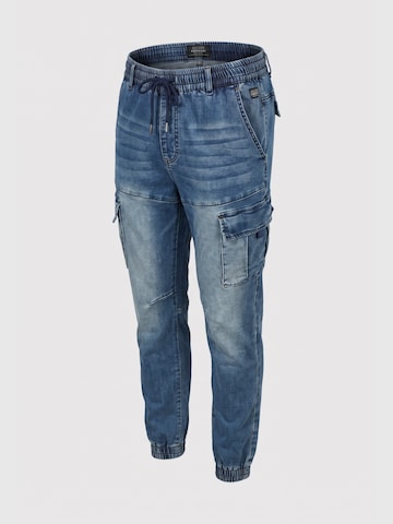 KOROSHI Tapered Cargojeans i blå: forside