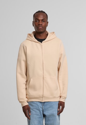 Urban Classics Zip-Up Hoodie 'Basic Essential' in Beige: front