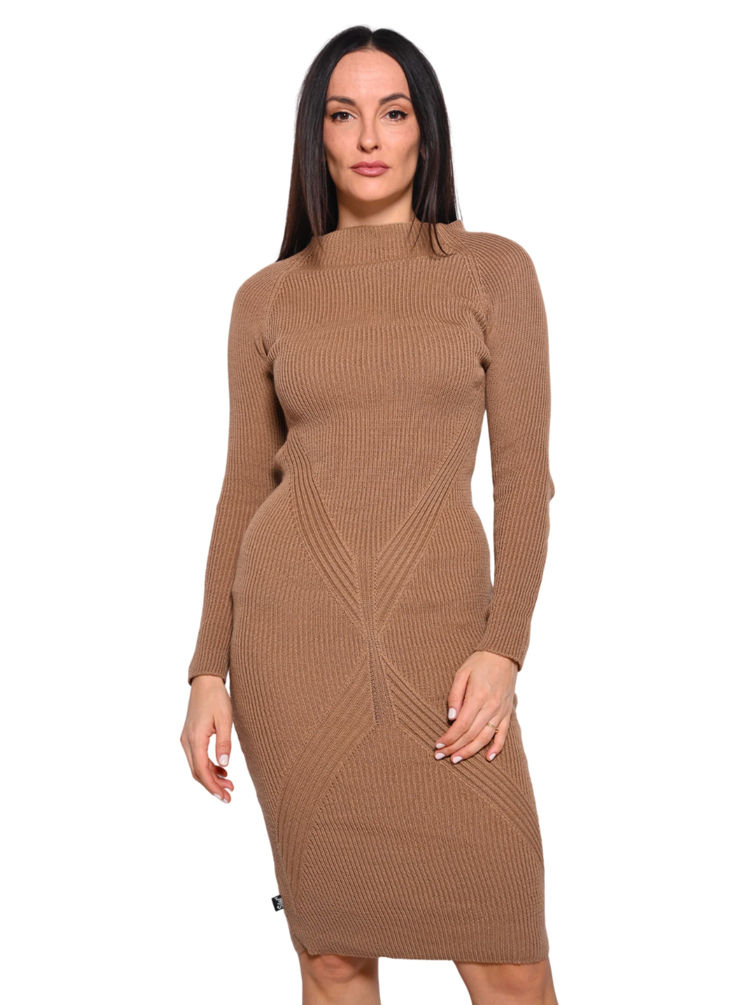 Süel knitwear Strickkleid 'Gabi'‌‌‌‌‌‌‌‌‌‌ in Braun: Vorderseite