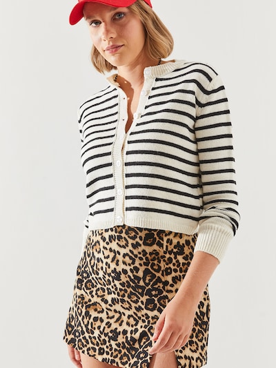 Bianco Lucci Knit cardigan in Ecru / Black, Item view