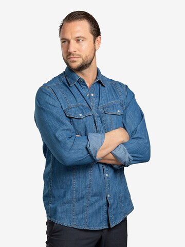 Checker Regular fit Overhemd ' Dynasty Denim ' in Blauw: voorkant