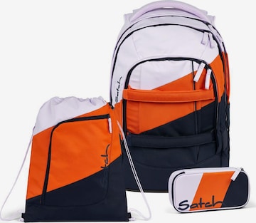 Satch Backpack 'NOW OR NEVER' in Purple: front