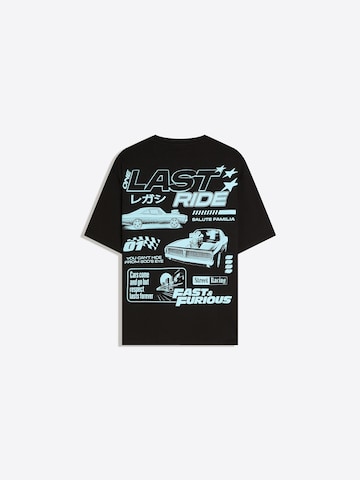 Bershka Tričko 'FAST&FURIOUS' - Čierna