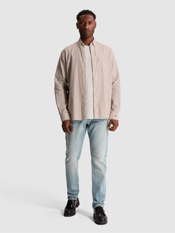 CAST IRON Comfort Fit Skjorta 'Relaxed fit shirt with stripe pattern' i brun