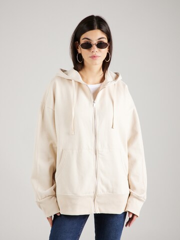 TOPSHOP Zip-Up Hoodie in White: front