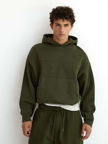 Bluză de molton de la Bershka pe verde: față