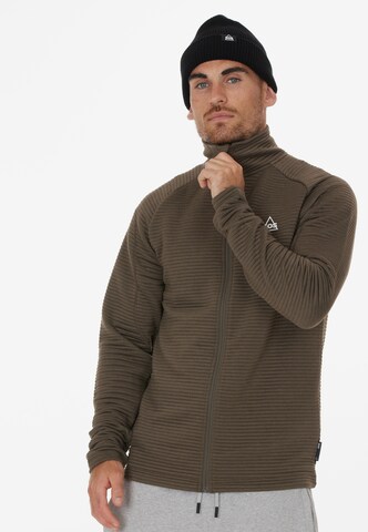 SOS Athletic Zip-Up Hoodie 'Muju' in Brown: front