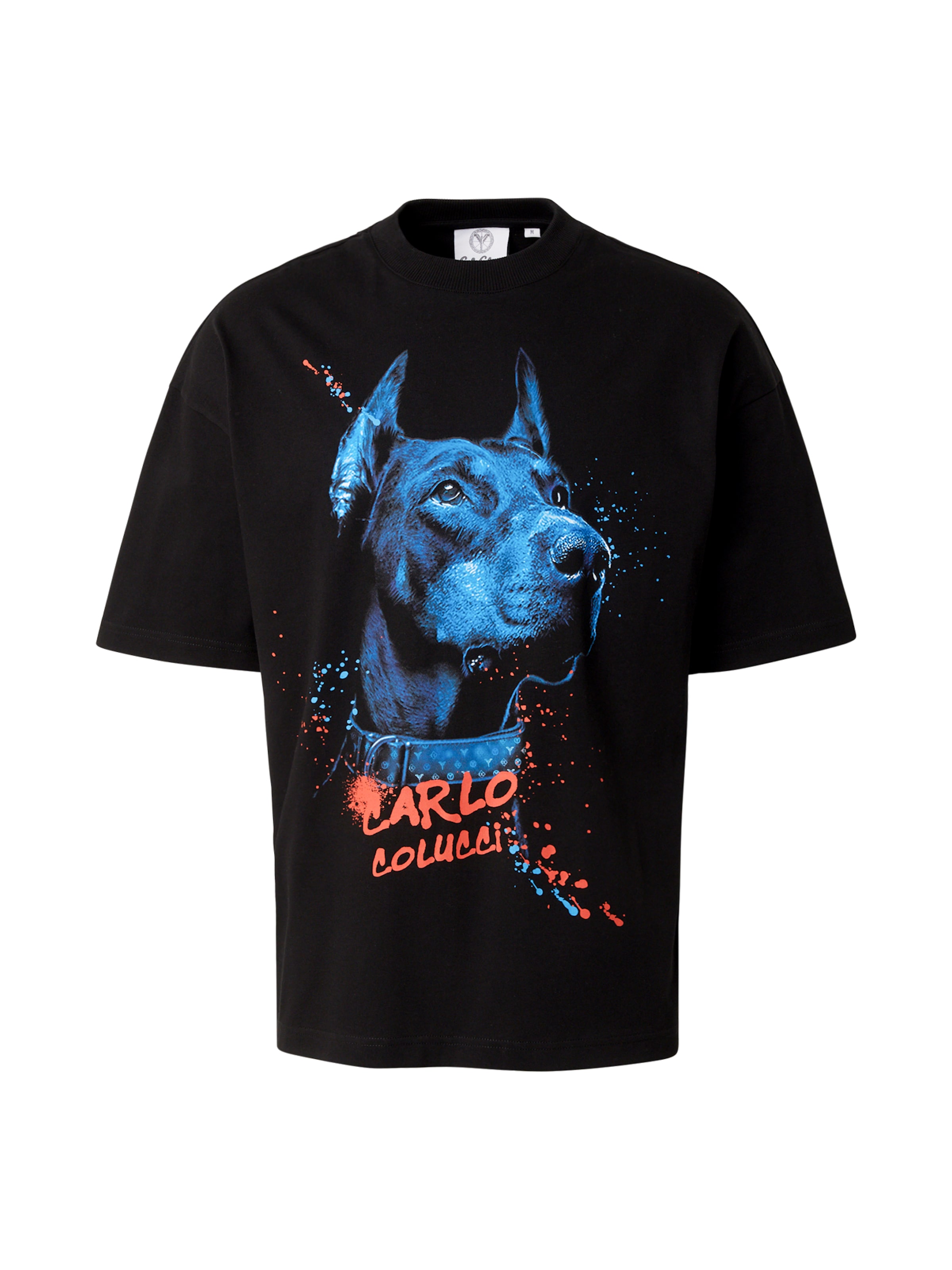 T-Shirt 'Dobermann' Carlo Colucci en noir : devant