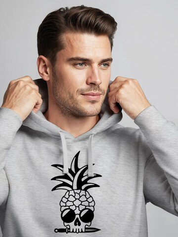 Neverless Sweatshirt 'Bad Karma Skull' in Grey