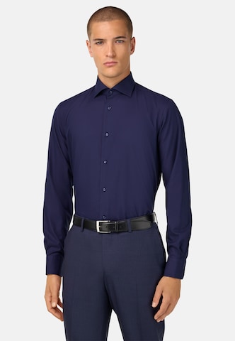 Coupe slim Chemise Boggi Milano en bleu : devant