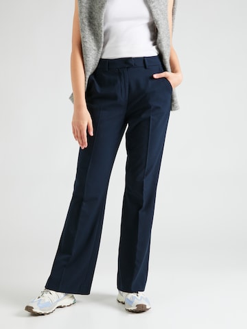 MORE & MORE Flared Pleated Pants in Blue: front